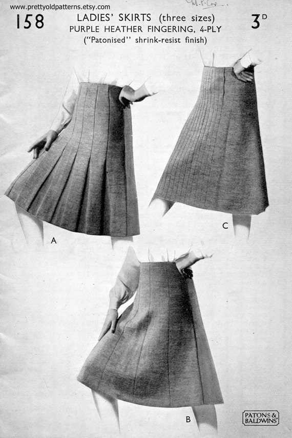 Knit pleated skirt pattern