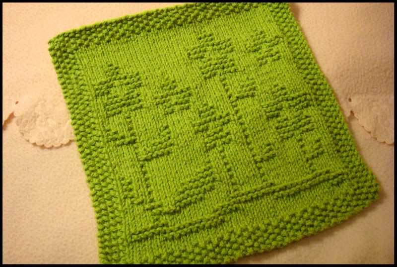 Knitted leaf dishcloth pattern