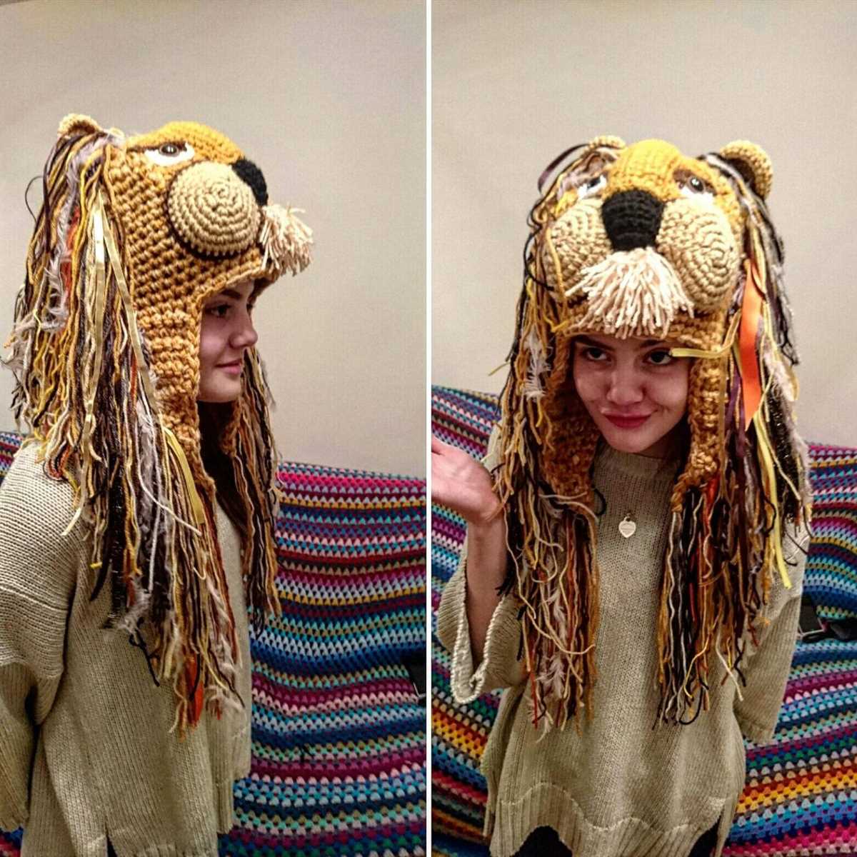 Knitted lion hat pattern