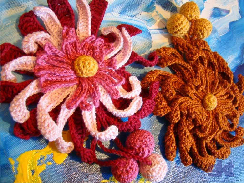One piece knitted flower pattern free