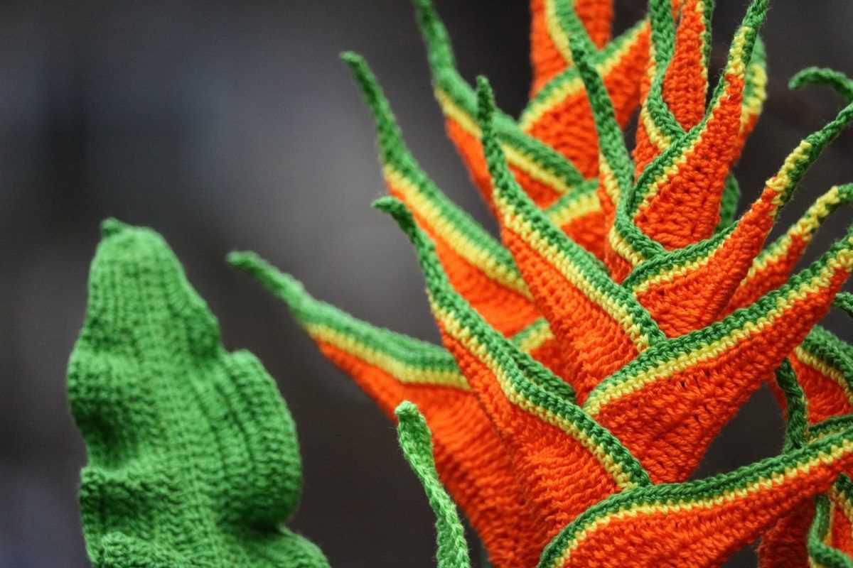 Free pattern for a knitted flower in one piece One piece knitted flower pattern free