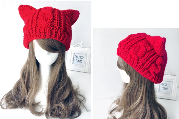 Knitted cat beanie pattern