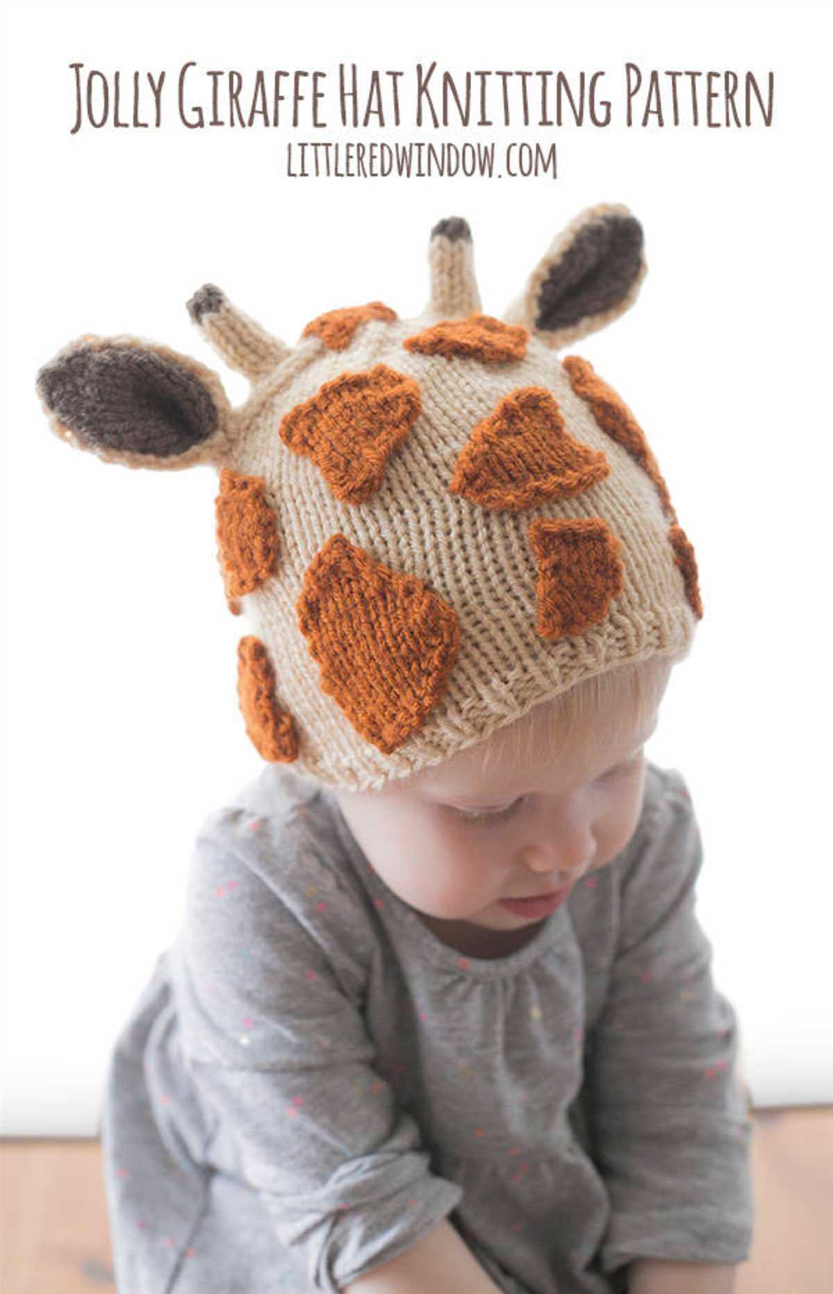 Giraffe hat knitting pattern
