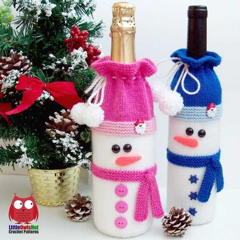 Christmas wine bottle cover knitting pattern