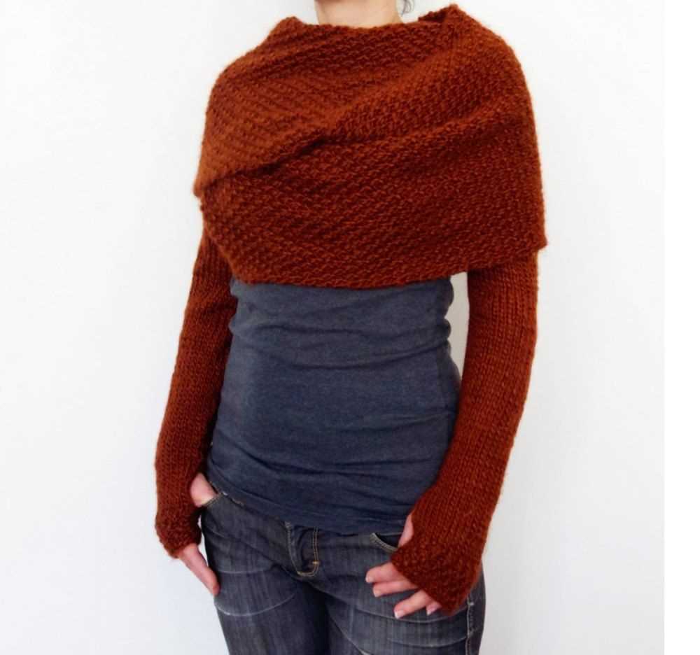Sweater scarf with sleeves knitting pattern
