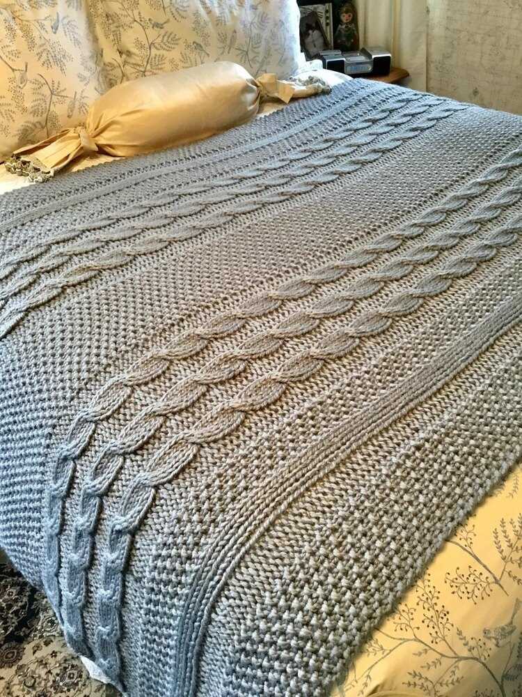 Easy cable knit blanket pattern