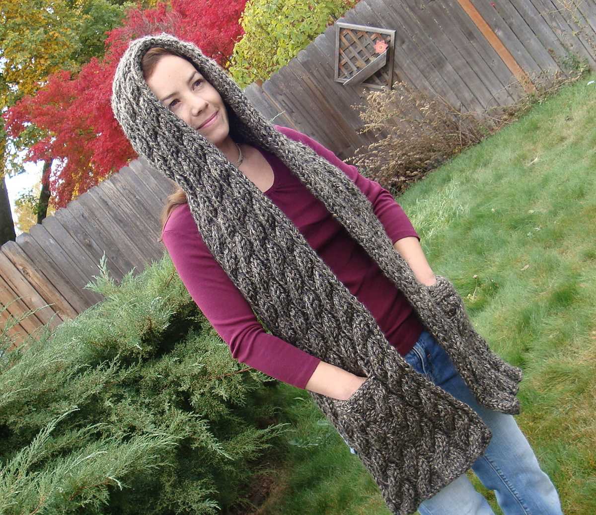 Knit scarf with pockets pattern