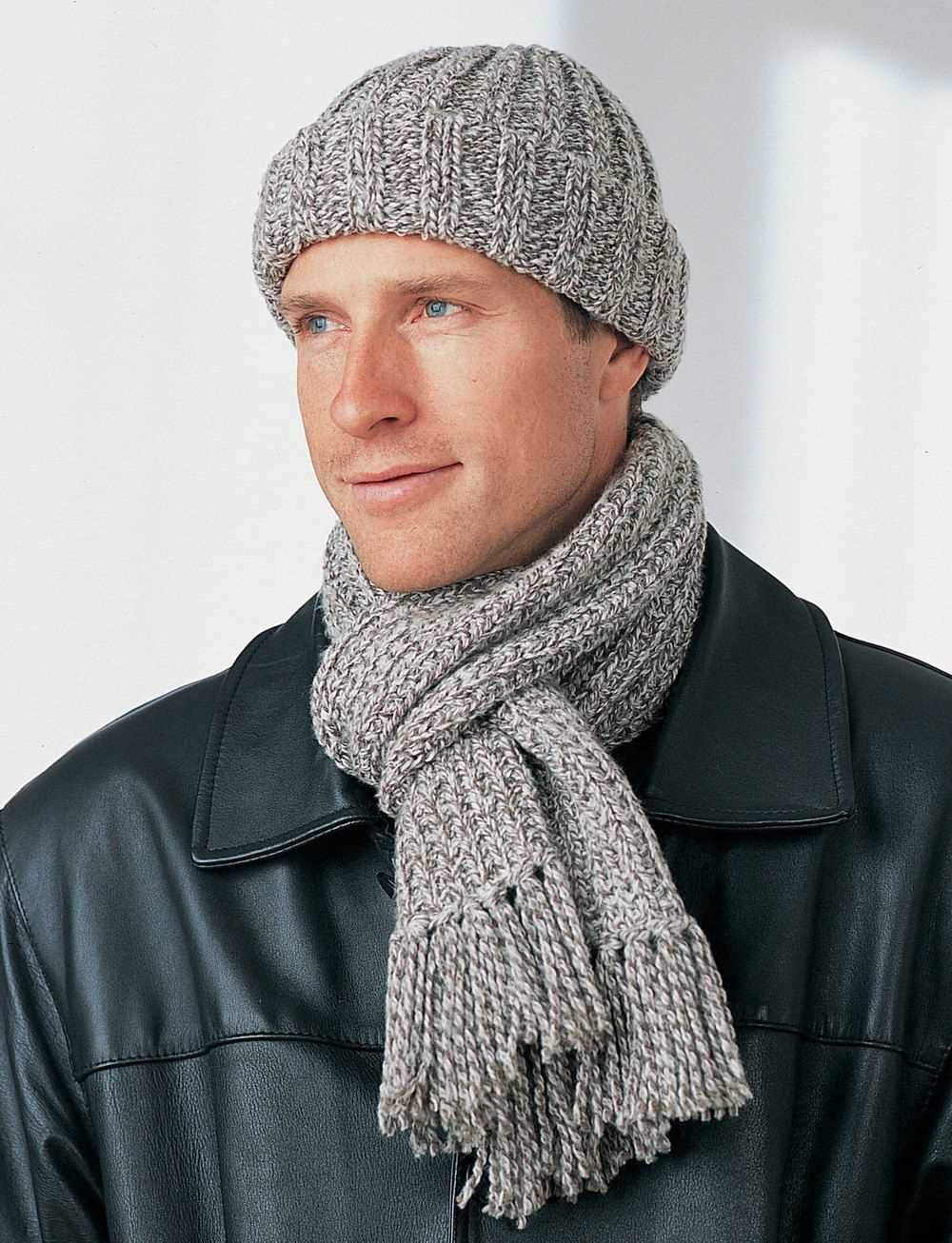 Free knitting patterns for men's hat and scarf