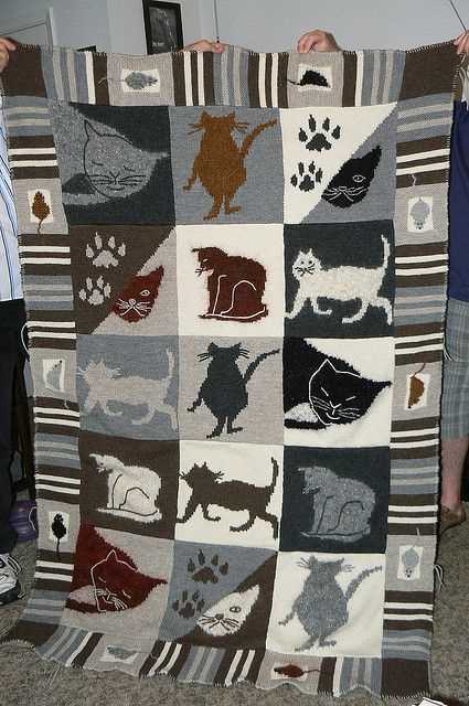 Free knitted cat blanket pattern