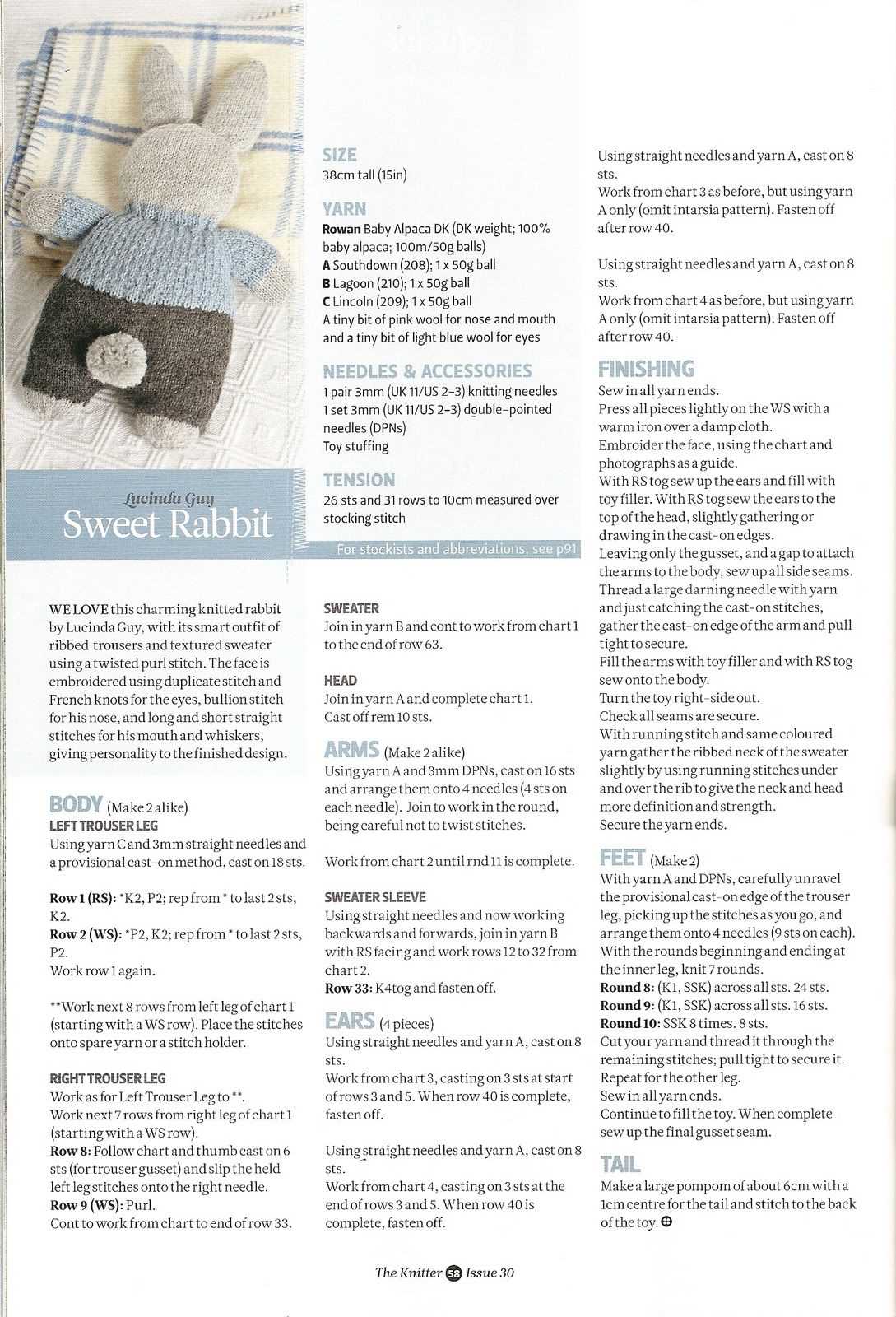 Easy knit rabbit pattern