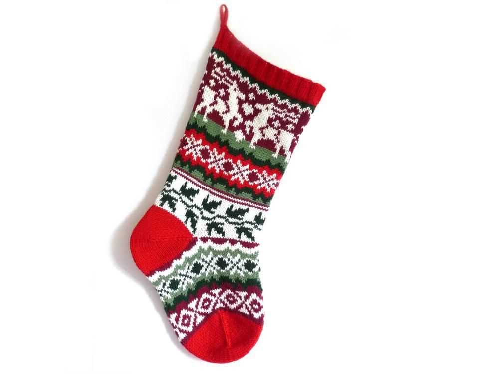 Pattern for knitted christmas stocking with name