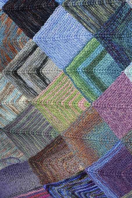 Mitred square knitted blanket pattern