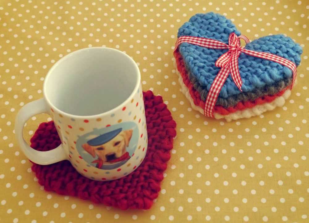 Heart shaped knitted dishcloth pattern