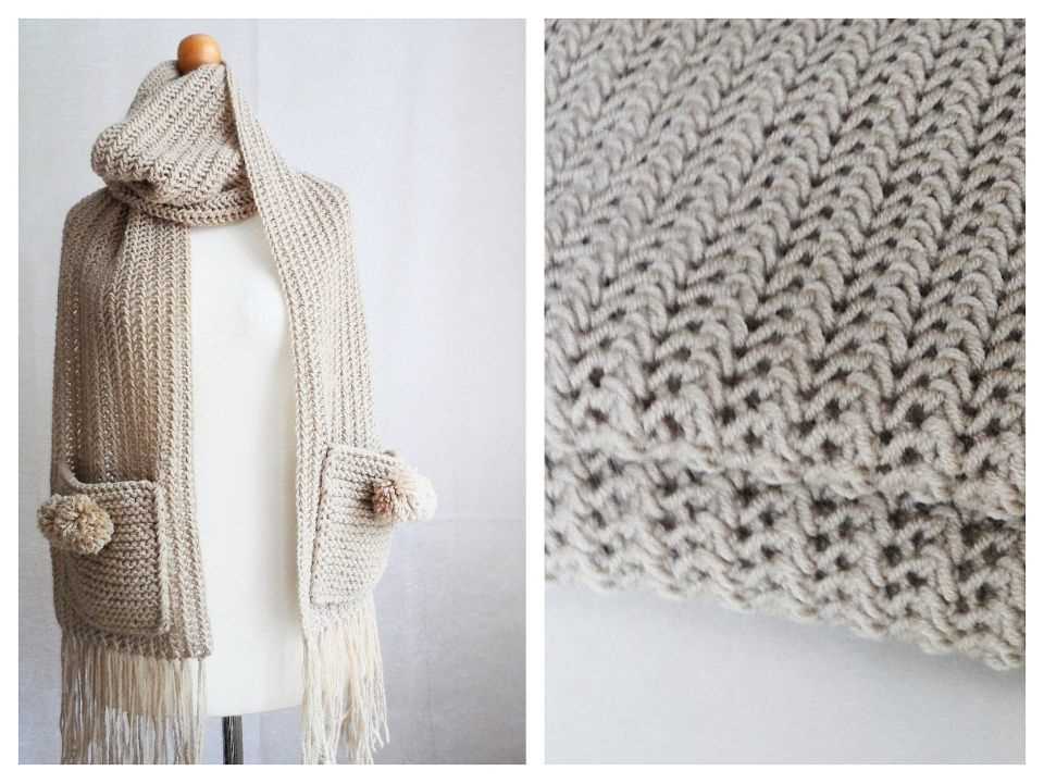 Knit scarf with pockets pattern