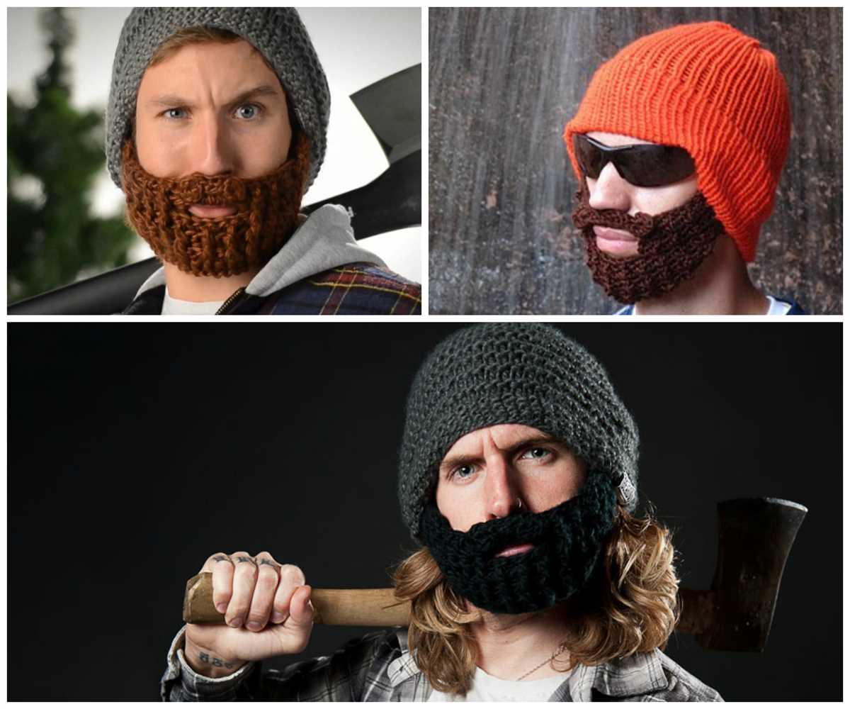 Knit cap with beard pattern