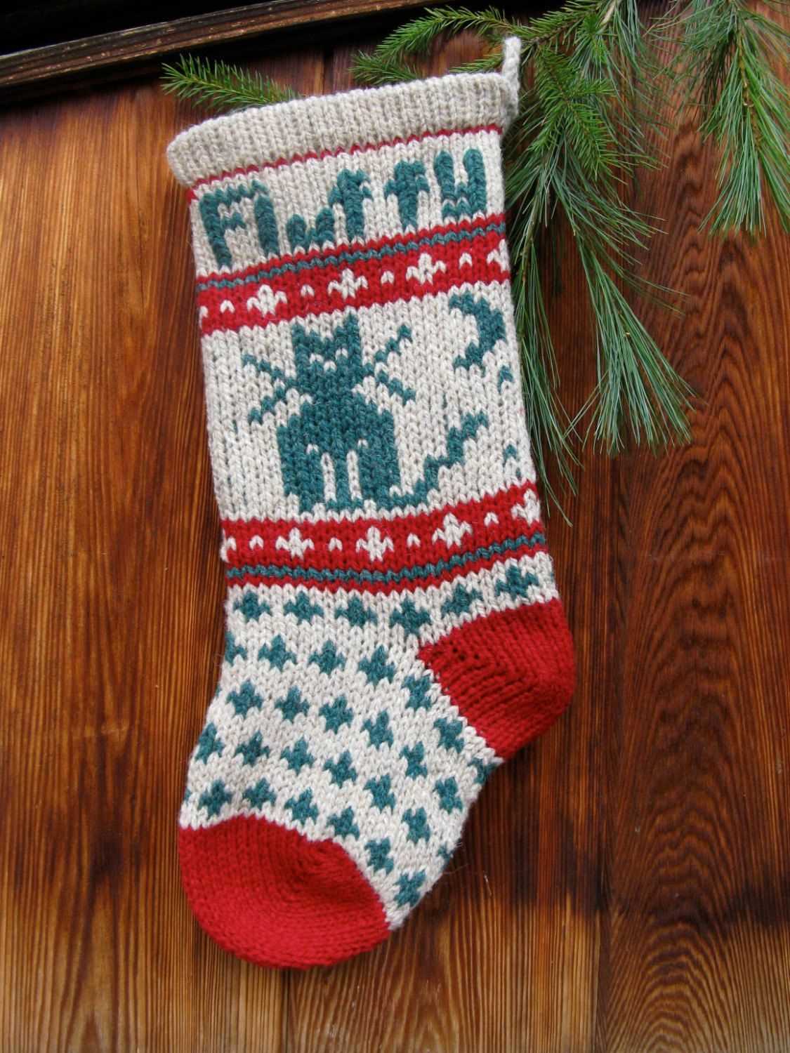 Knit pattern christmas stocking