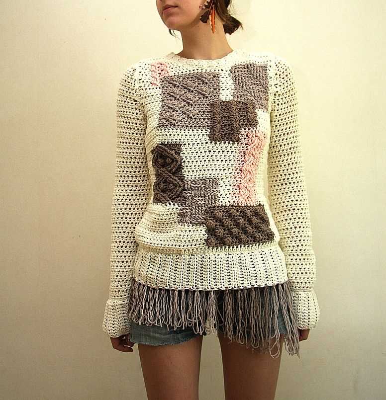 Patchwork knitted sweater pattern