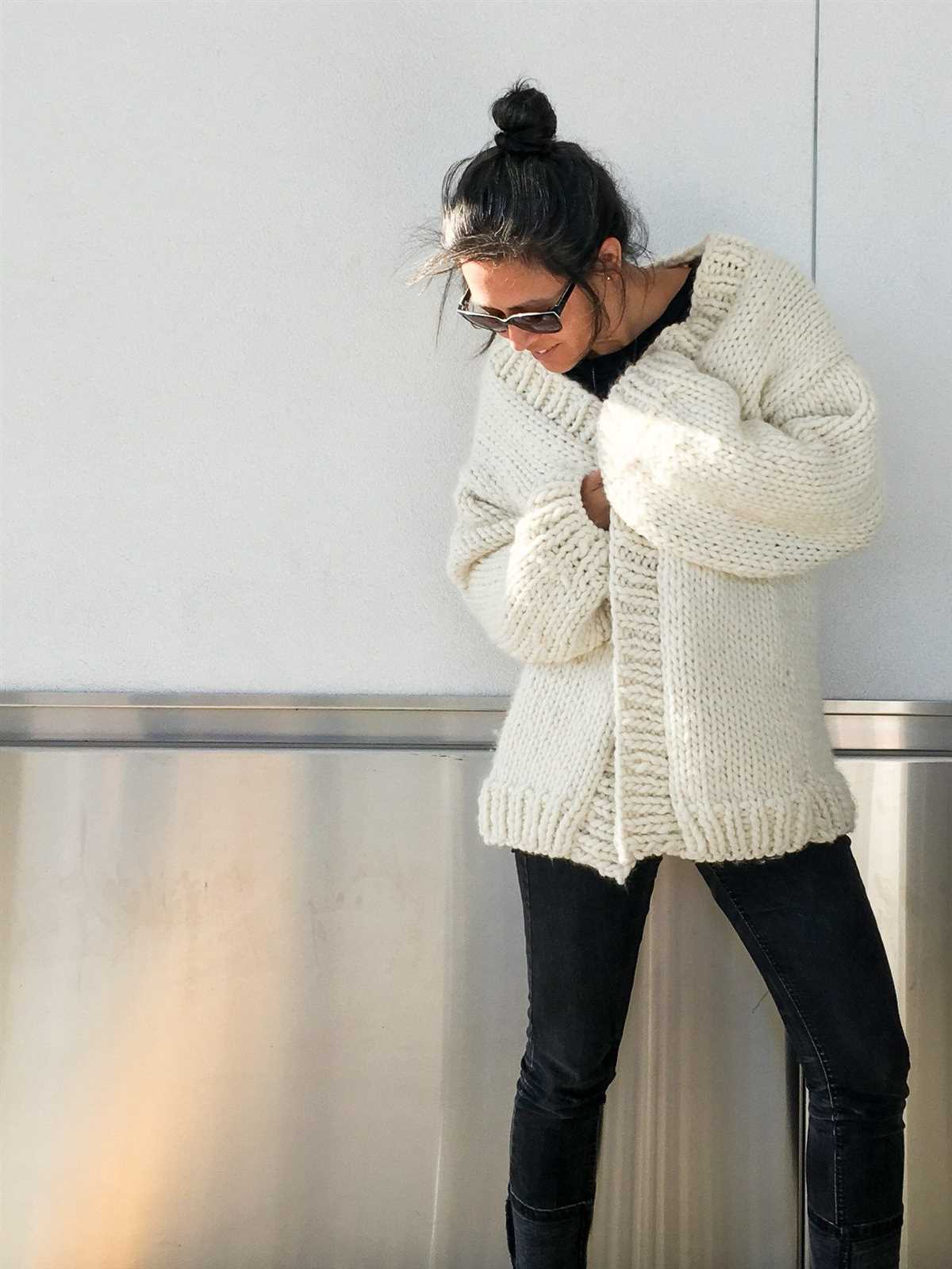 Pattern chunky knit cardigan