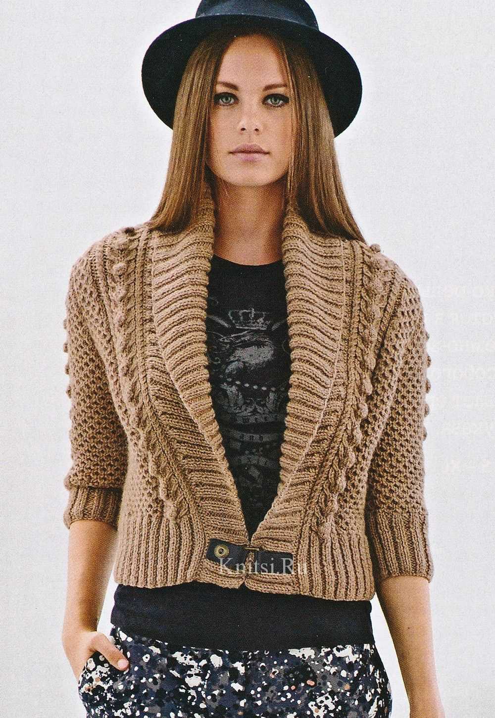 Cropped knit cardigan pattern