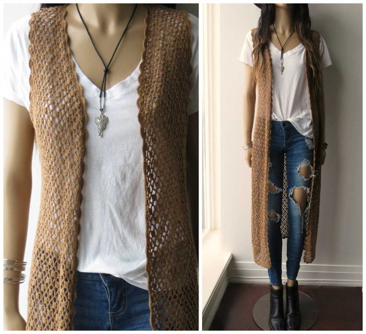 Free knitting pattern for long sleeveless vest