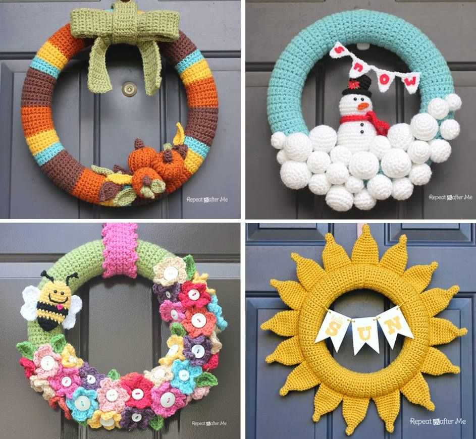 Knitted spring wreath pattern