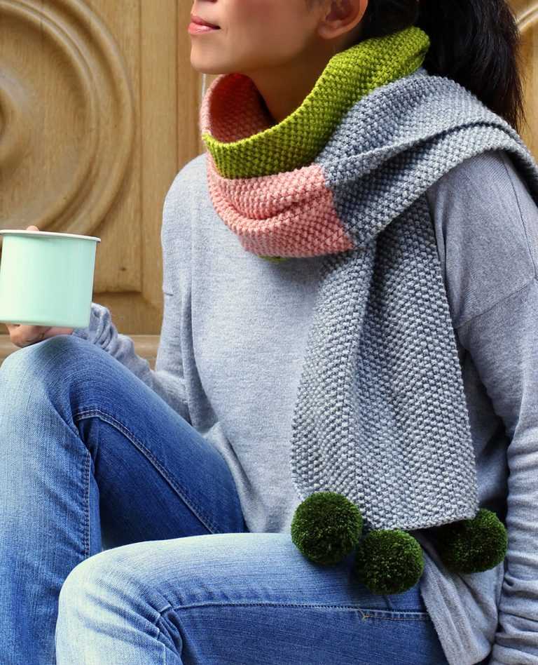 Color block knit scarf pattern