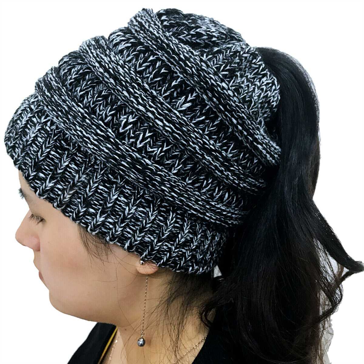 Knit ponytail beanie pattern