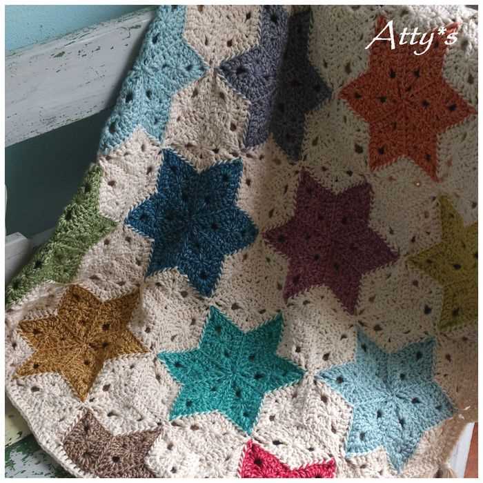 Moon and stars blanket knitting pattern