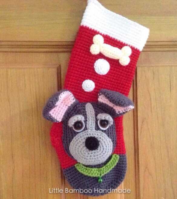 Knitting pattern for dog christmas stocking