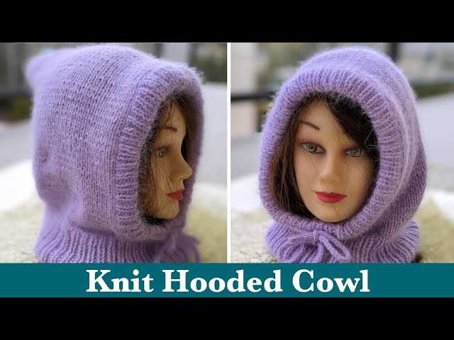 Knit pattern hooded cowl scarf