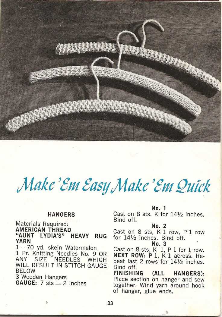 Free patterns for knitted or crochet coat hanger covers