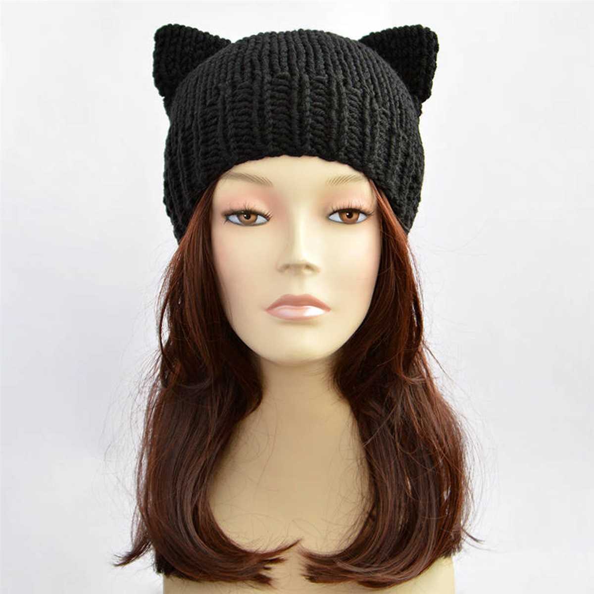 Knitted cat beanie pattern