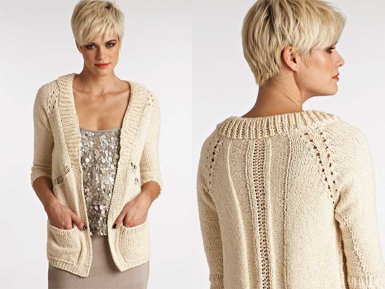V neck cropped cardigan knitting pattern