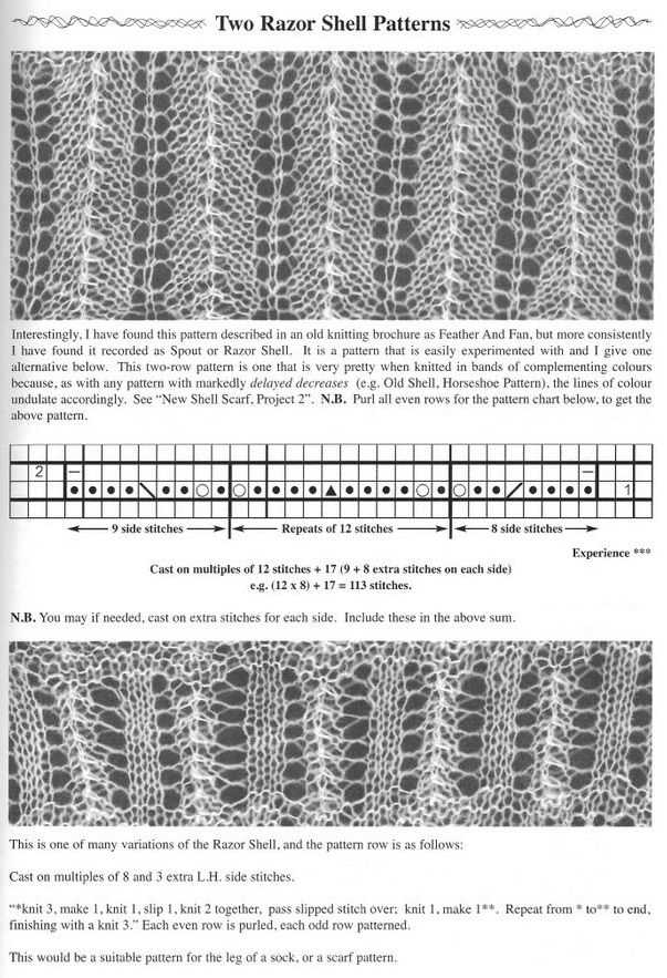 Shell lace knitting pattern