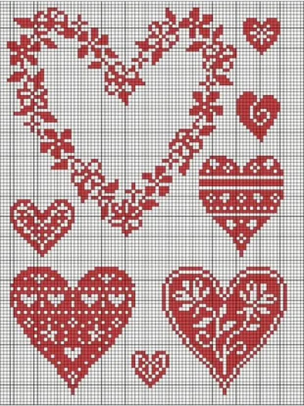 Small heart knitting pattern chart