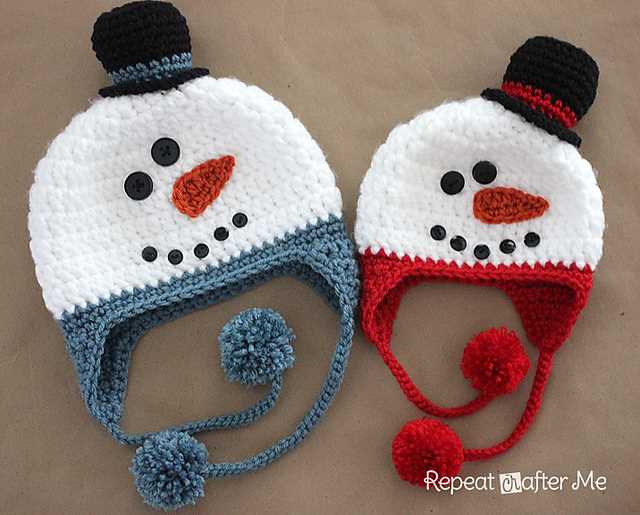 Snowman hat knitting pattern