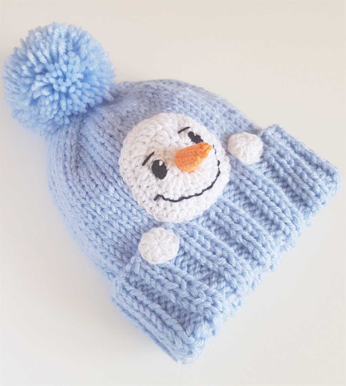 Snowman hat knitting pattern