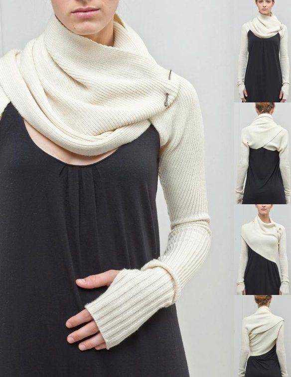 Sweater scarf with sleeves knitting pattern