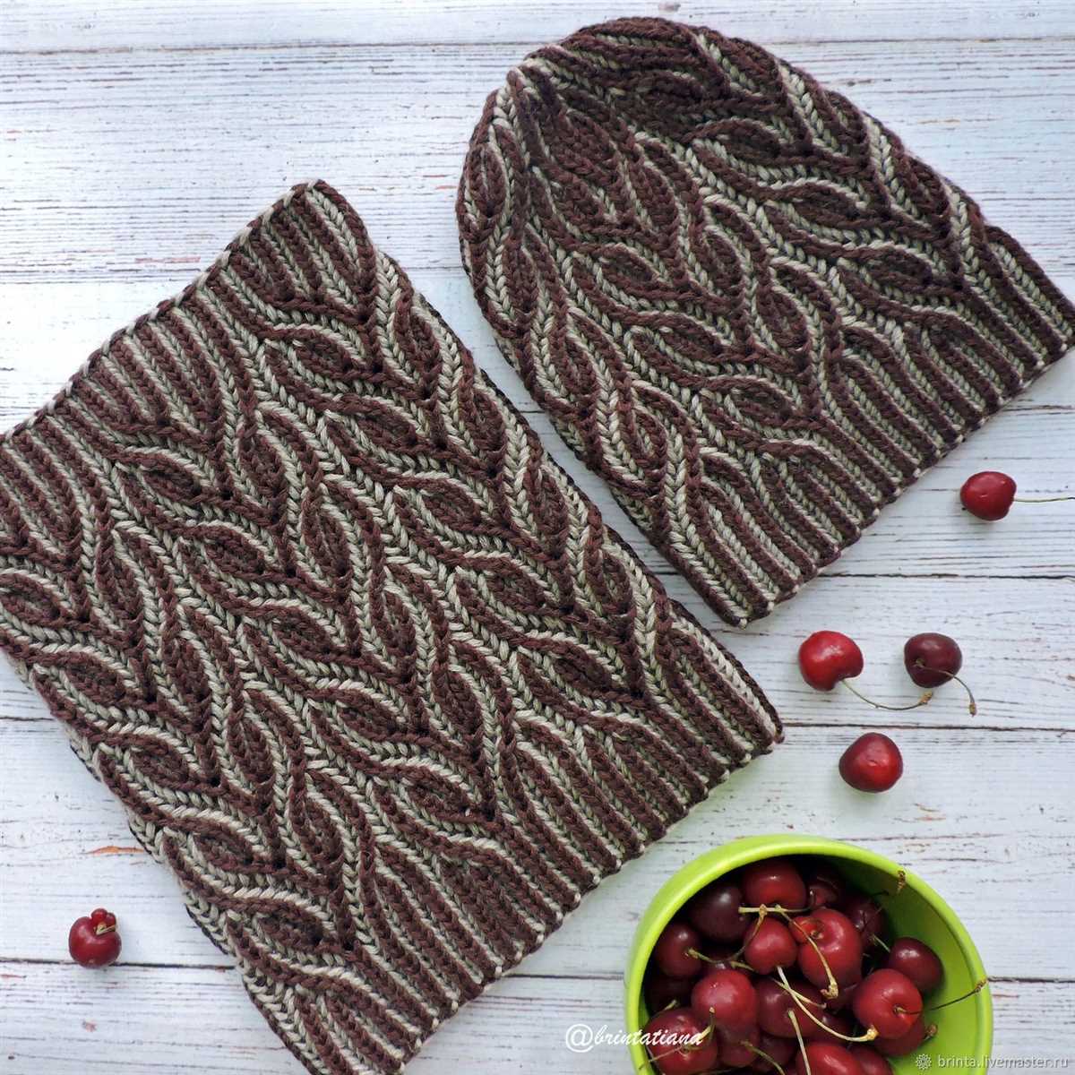 Brioche leaf knitting pattern