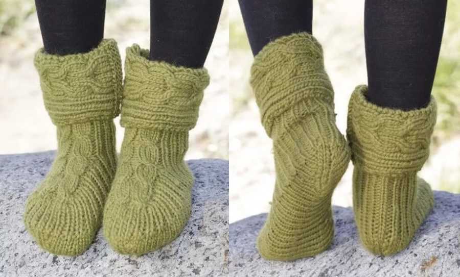 Knitted boot slippers free pattern