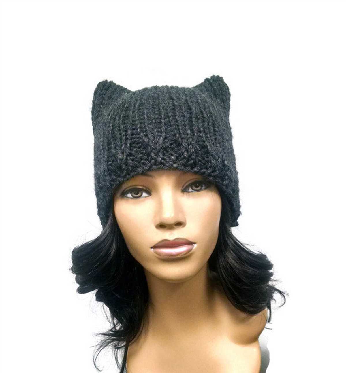 Knitted cat beanie pattern