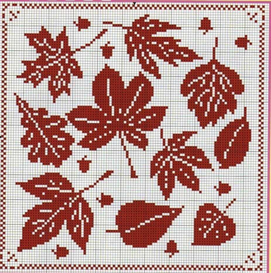 Knitted autumn leaves pattern