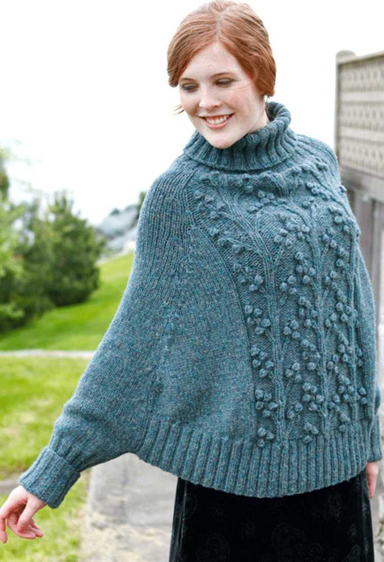 Poncho with sleeves knitting pattern free