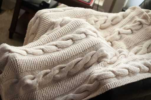 Cable knit throw pattern