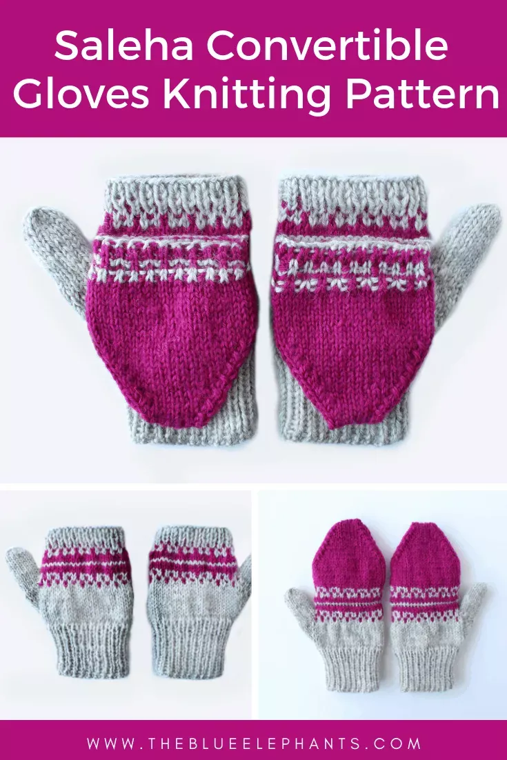 Knitting pattern for fingerless mittens on two needles