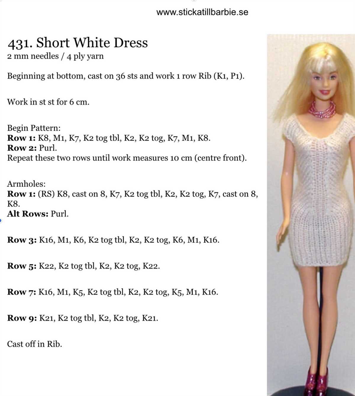 Free barbie knitting patterns pinterest