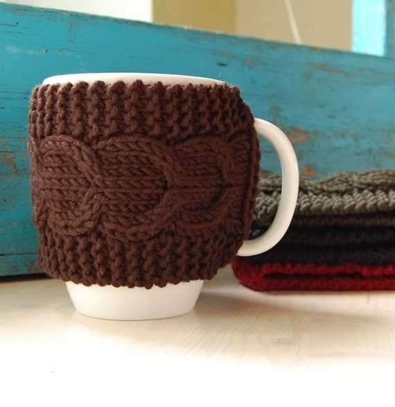 Knit coffee mug cozy pattern