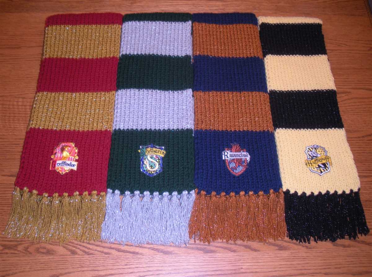 Harry potter house scarves knitting pattern
