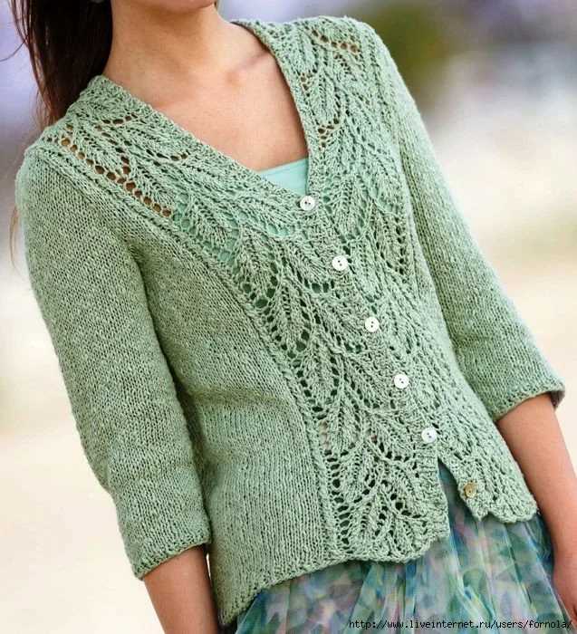 Leaf cardigan knit pattern
