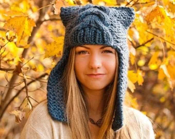 Knitted trapper hat pattern
